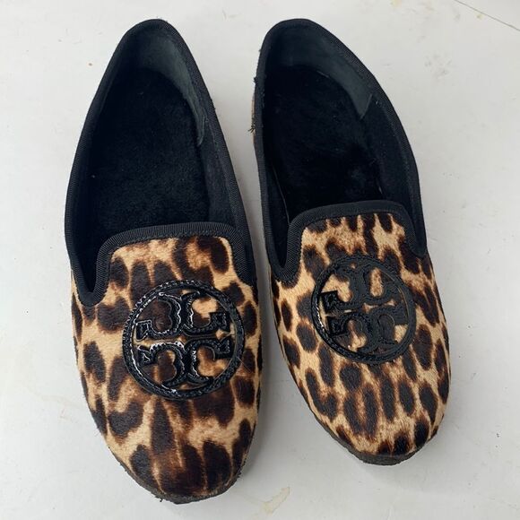 Tory Burch Billy calfhair leopard print slipper flats - Picture 1 of 9